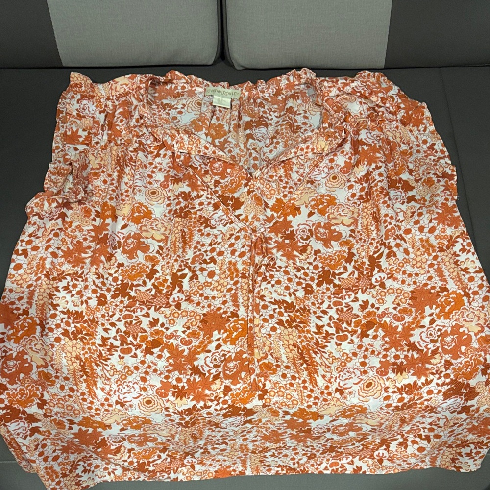 Cynthia Rowley Orange Floral Blouse